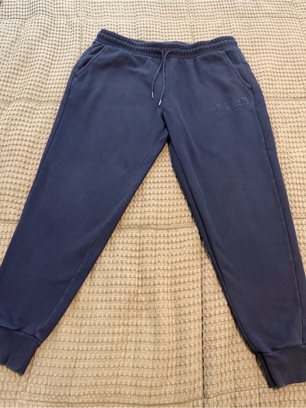 PUMA Men's XL Blue Fleece Jogger Pants Drawstring Elastic Waist Pockets